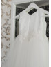 Ivory Lace Pleated Tulle Graceful Flower Girl Dress